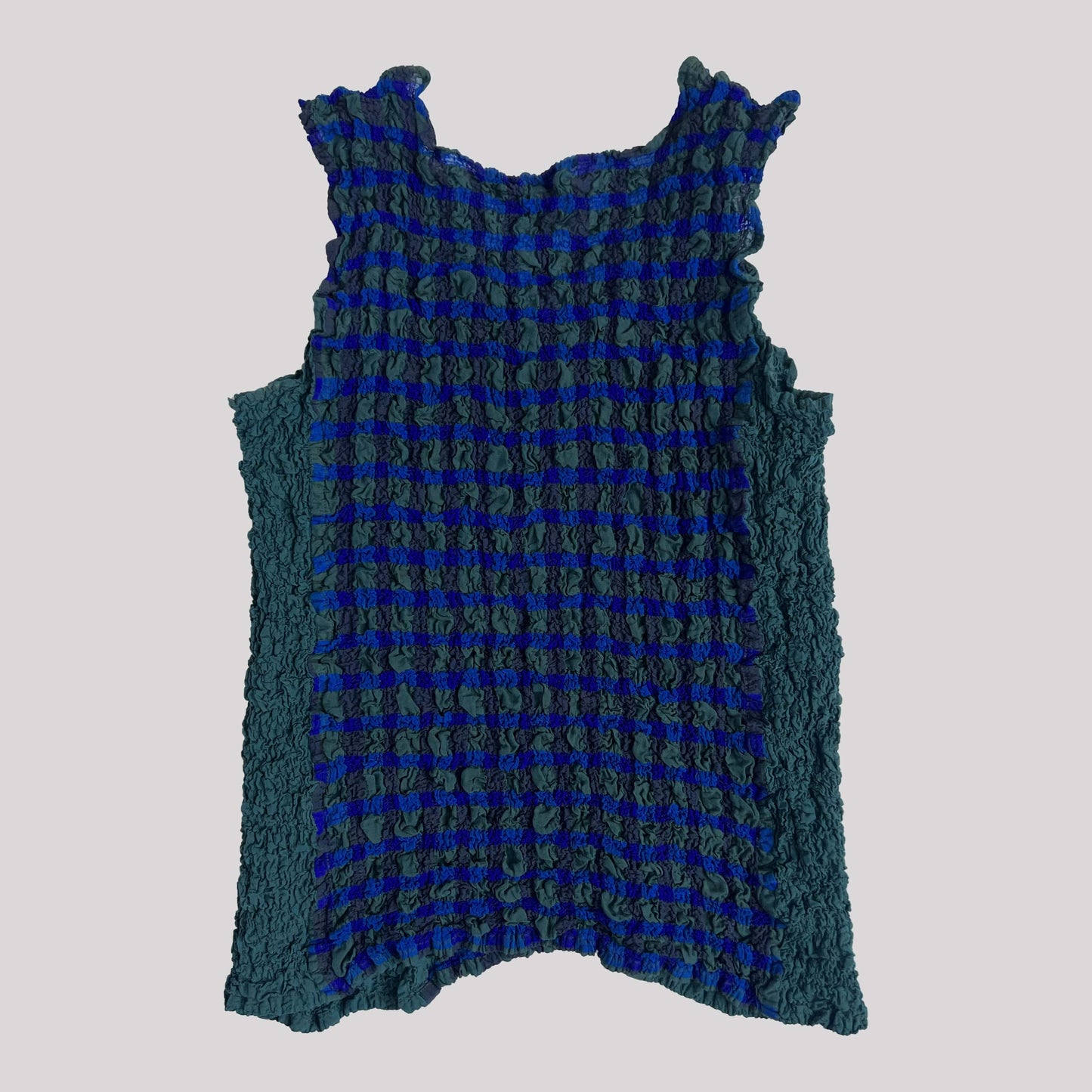 Vintage Issey Miyake Sleeveless Top in Green and Blue Check - S/M 