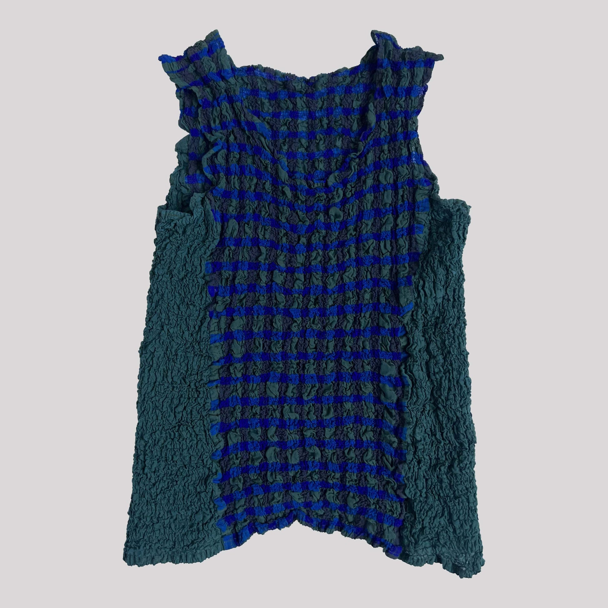 Vintage Issey Miyake Sleeveless Top in Green and Blue Check - S/M 