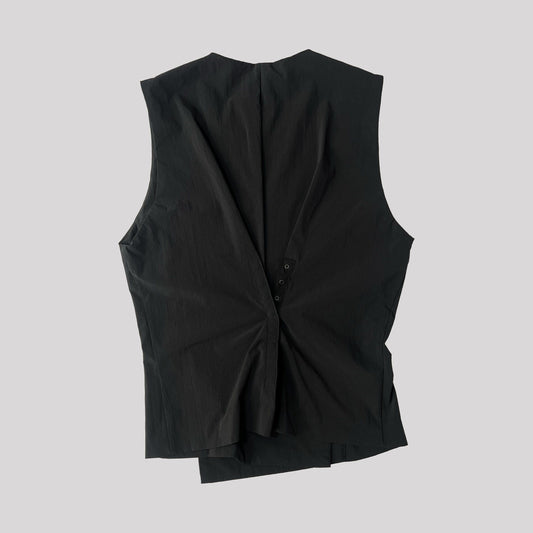 Vintage Issey Miyake Waistcoat with Popper Fastening in Charcoal - S 