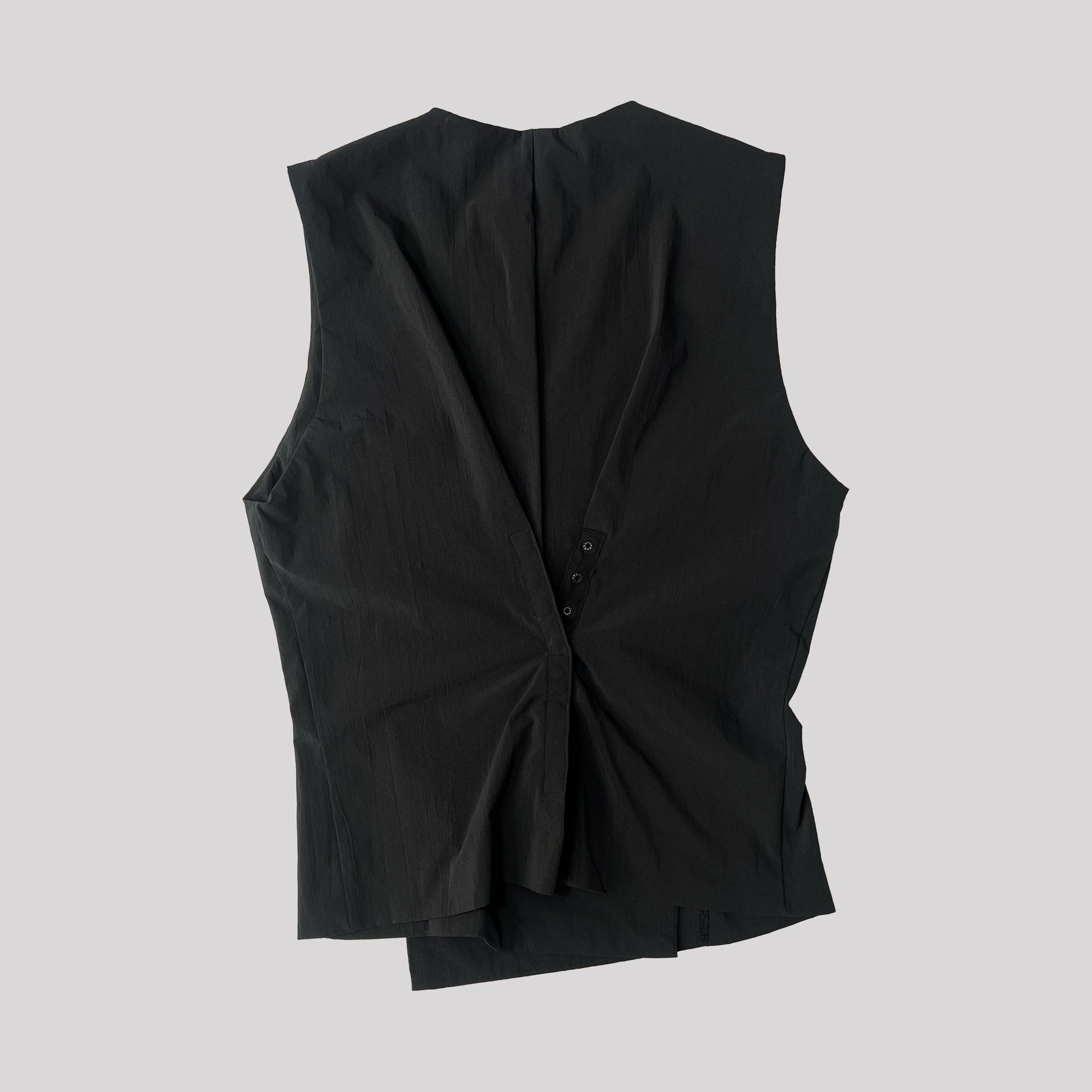 Vintage Issey Miyake Waistcoat with Popper Fastening in Charcoal - S 