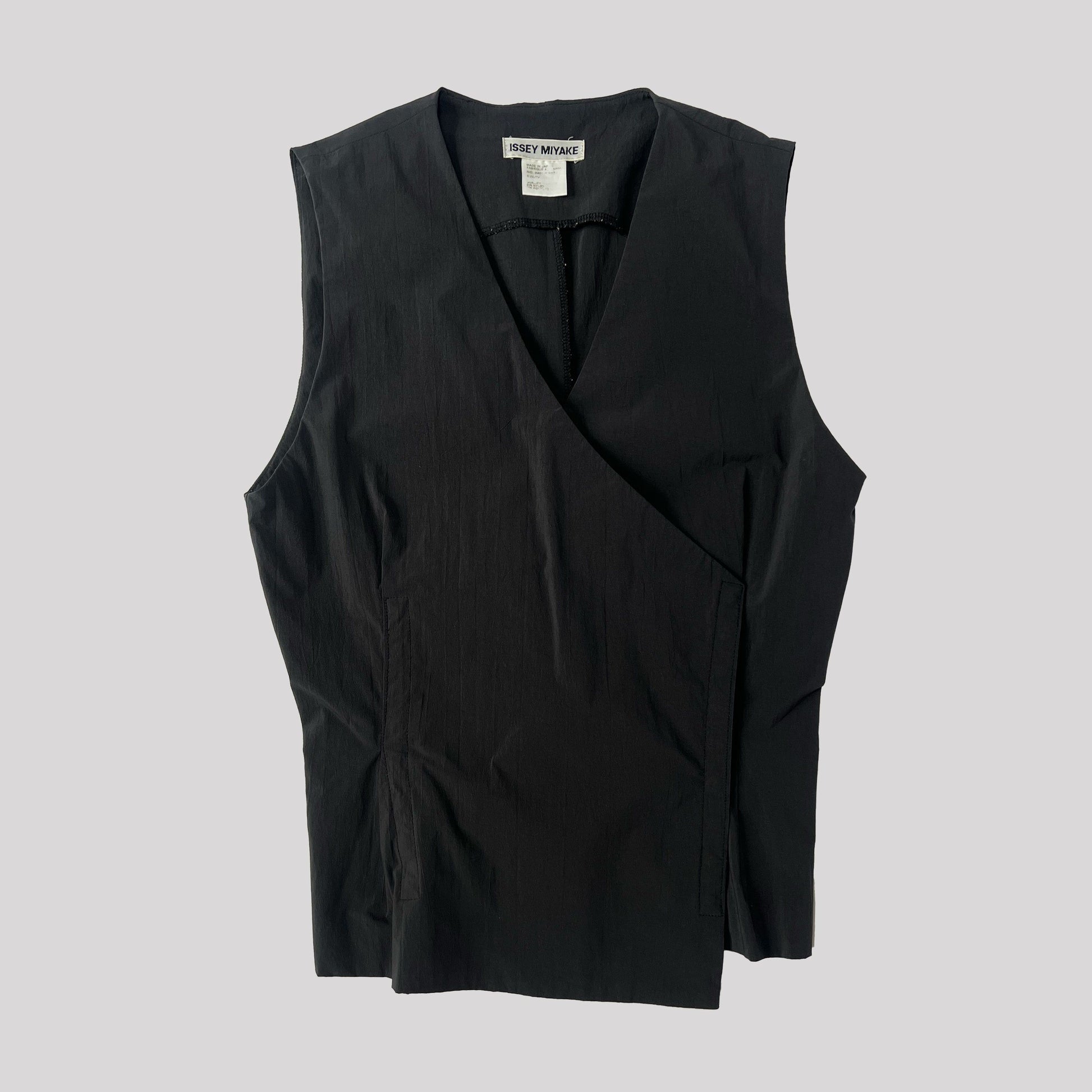 Vintage Issey Miyake Waistcoat with Popper Fastening in Charcoal - S 