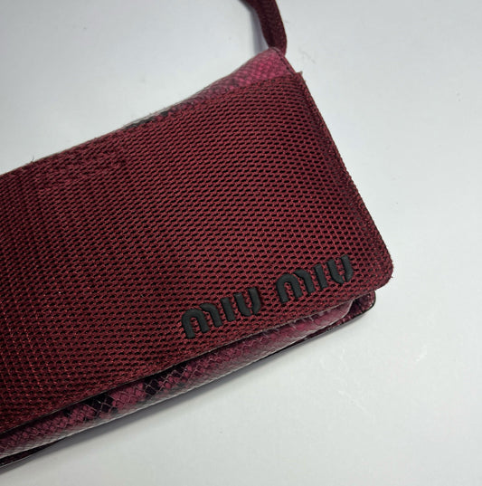 Vintage Miu Miu 1999 FW Cross Body Python Bag in Burgundy 
