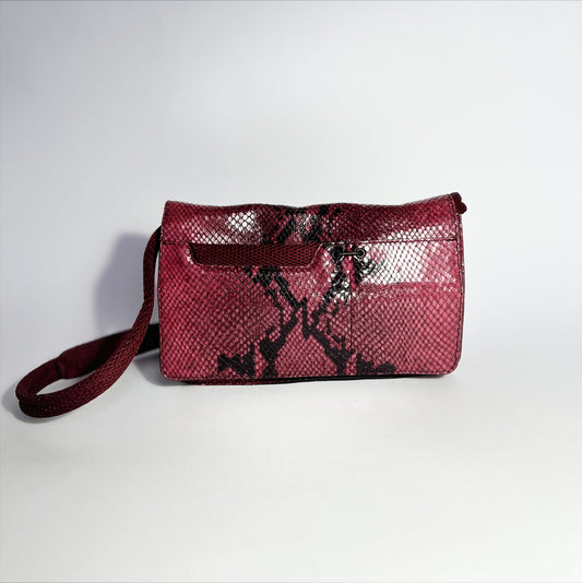 Vintage Miu Miu 1999 FW Cross Body Python Bag in Burgundy 