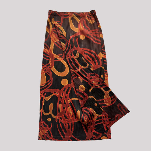 Vintage Pleats Please Printed Skirt in Red - Size 5 