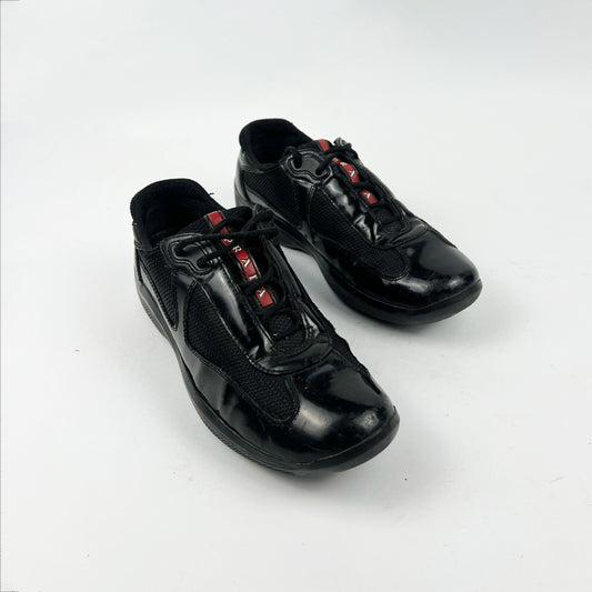 Vintage Prada America Cup Trainers in Black Patent Leather - UK 5 