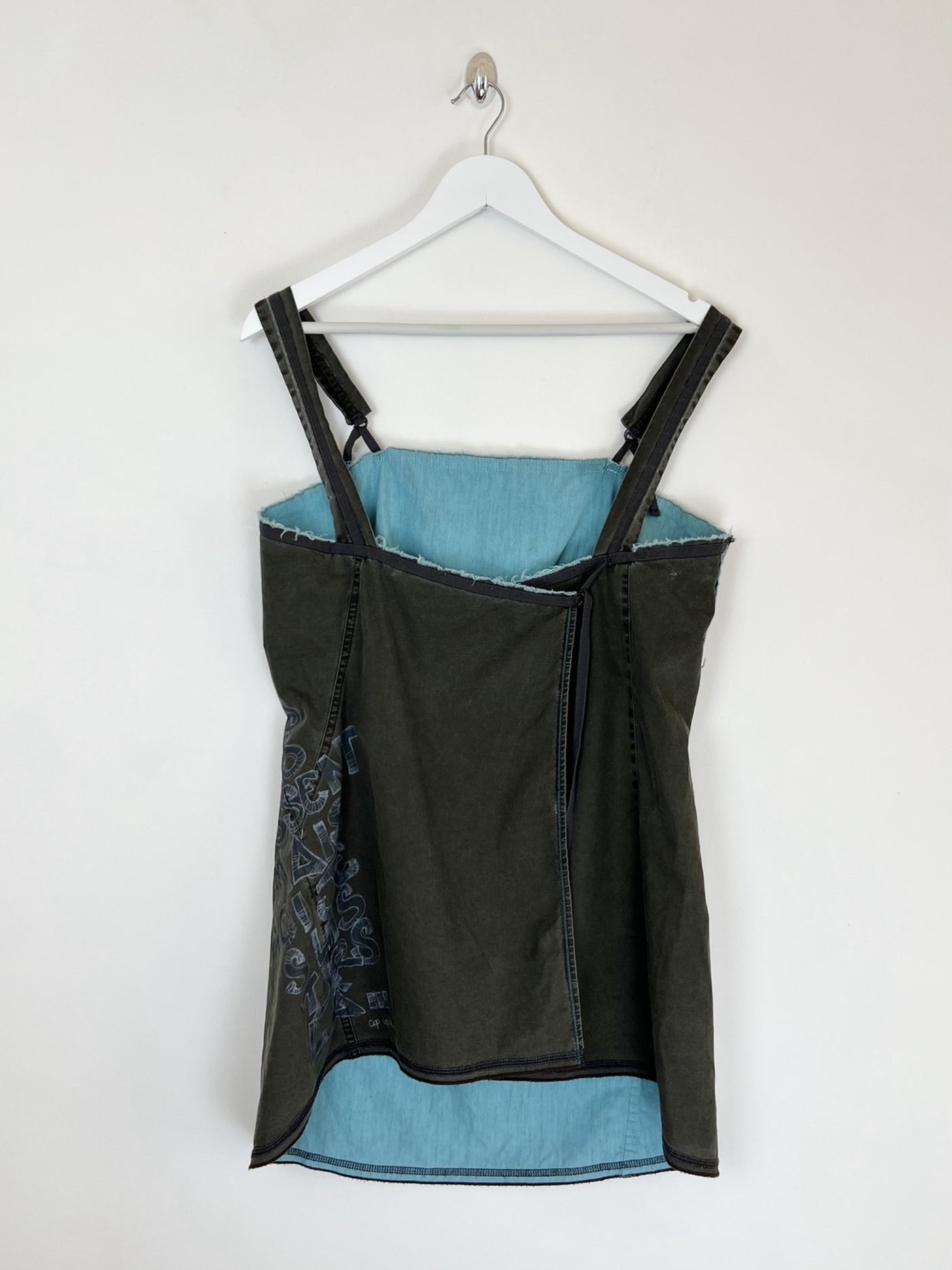 00's Cop Copine Apron Tunic Top in Khaki / Blue - M