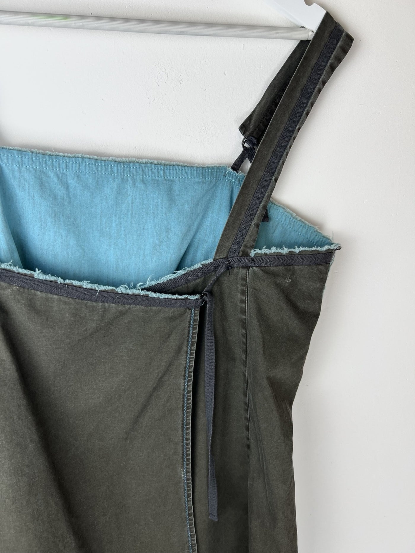 00's Cop Copine Apron Tunic Top in Khaki / Blue - M
