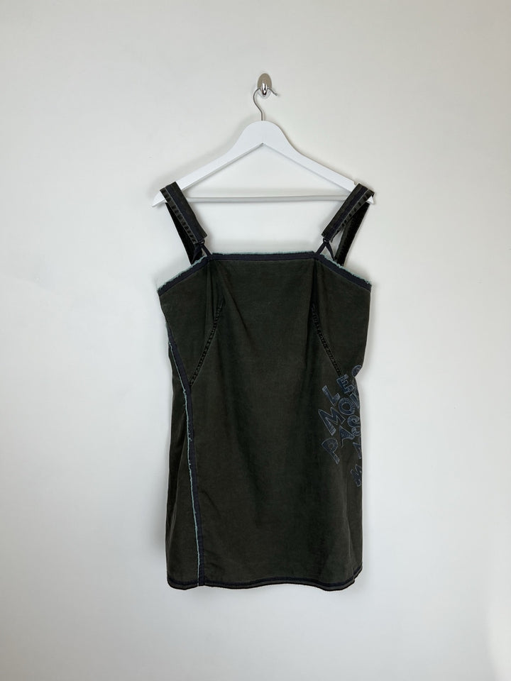 00's Cop Copine Apron Tunic Top in Khaki / Blue - M