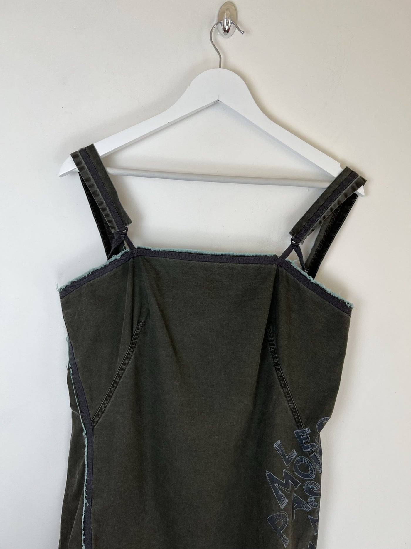 00's Cop Copine Apron Tunic Top in Khaki / Blue - M