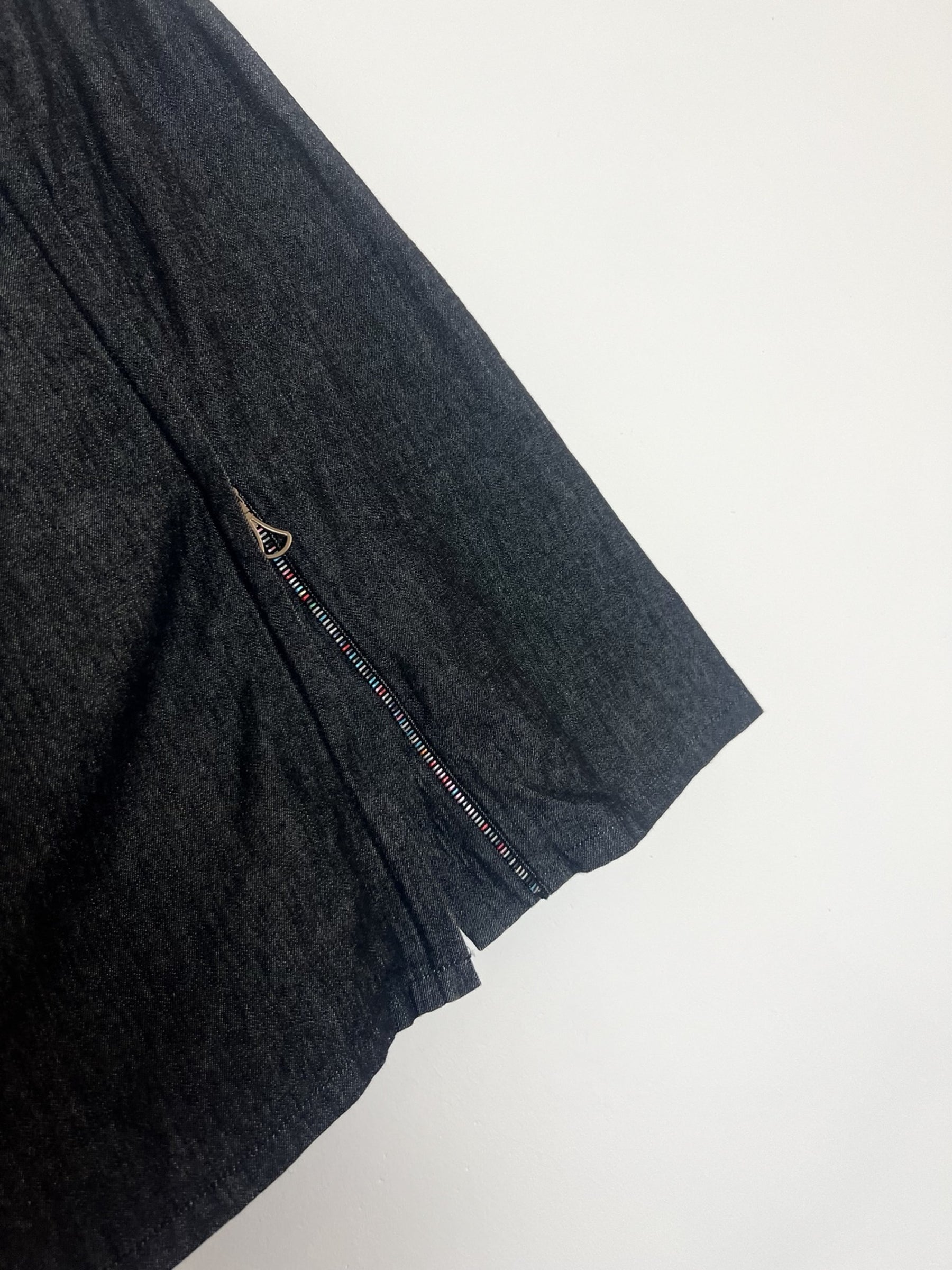 00's Mathew Williamson Chambray Denim Midi Skirt with Asymmetric Double Way Zip - W28