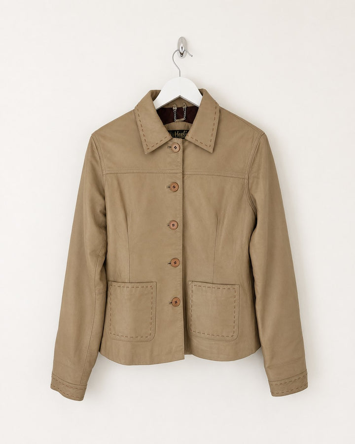 00's Leather Jacket stiched detailing in Tan - L/XL