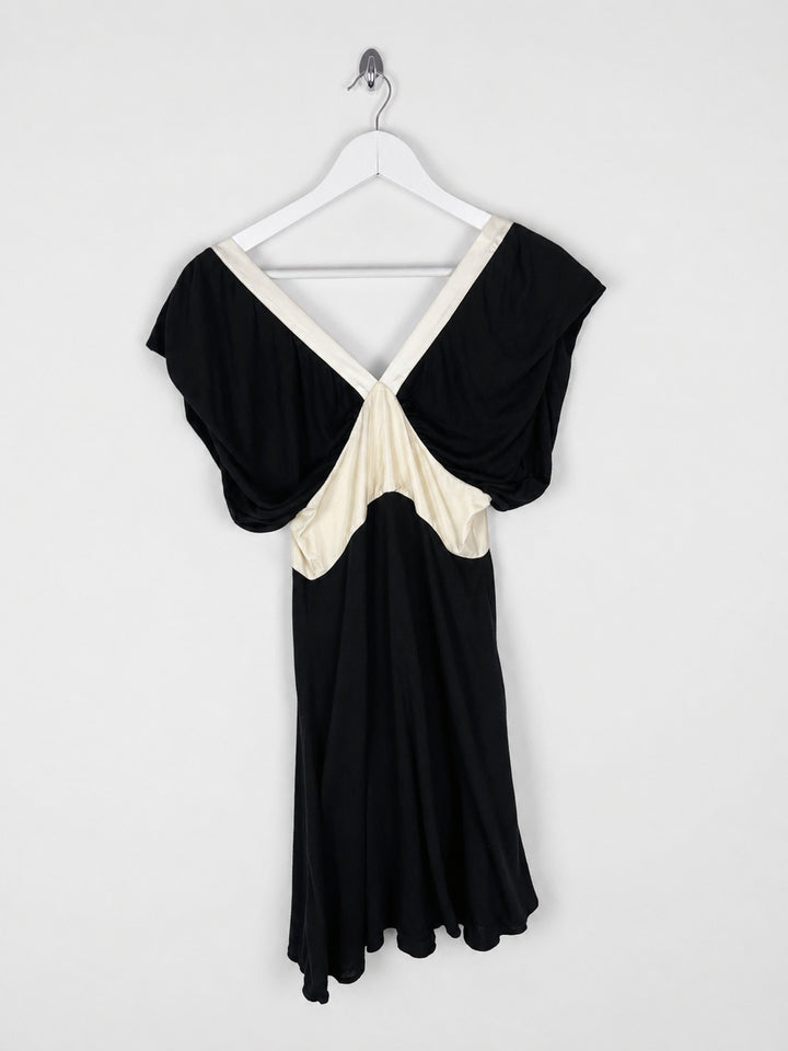 2007 AllSaints babydoll dress in Black with Constrasting Ribbon Tie - XS