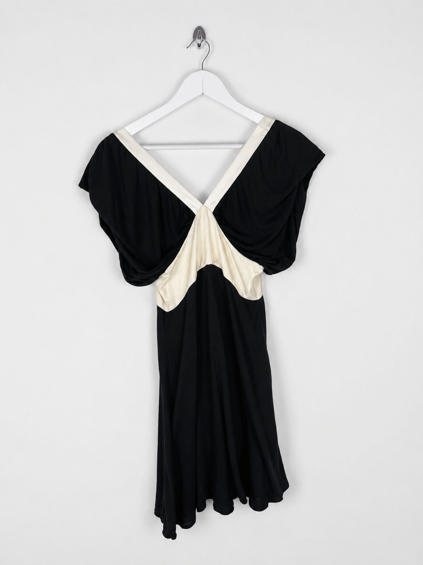 2007 AllSaints babydoll dress in Black with Constrasting Ribbon Tie - XS