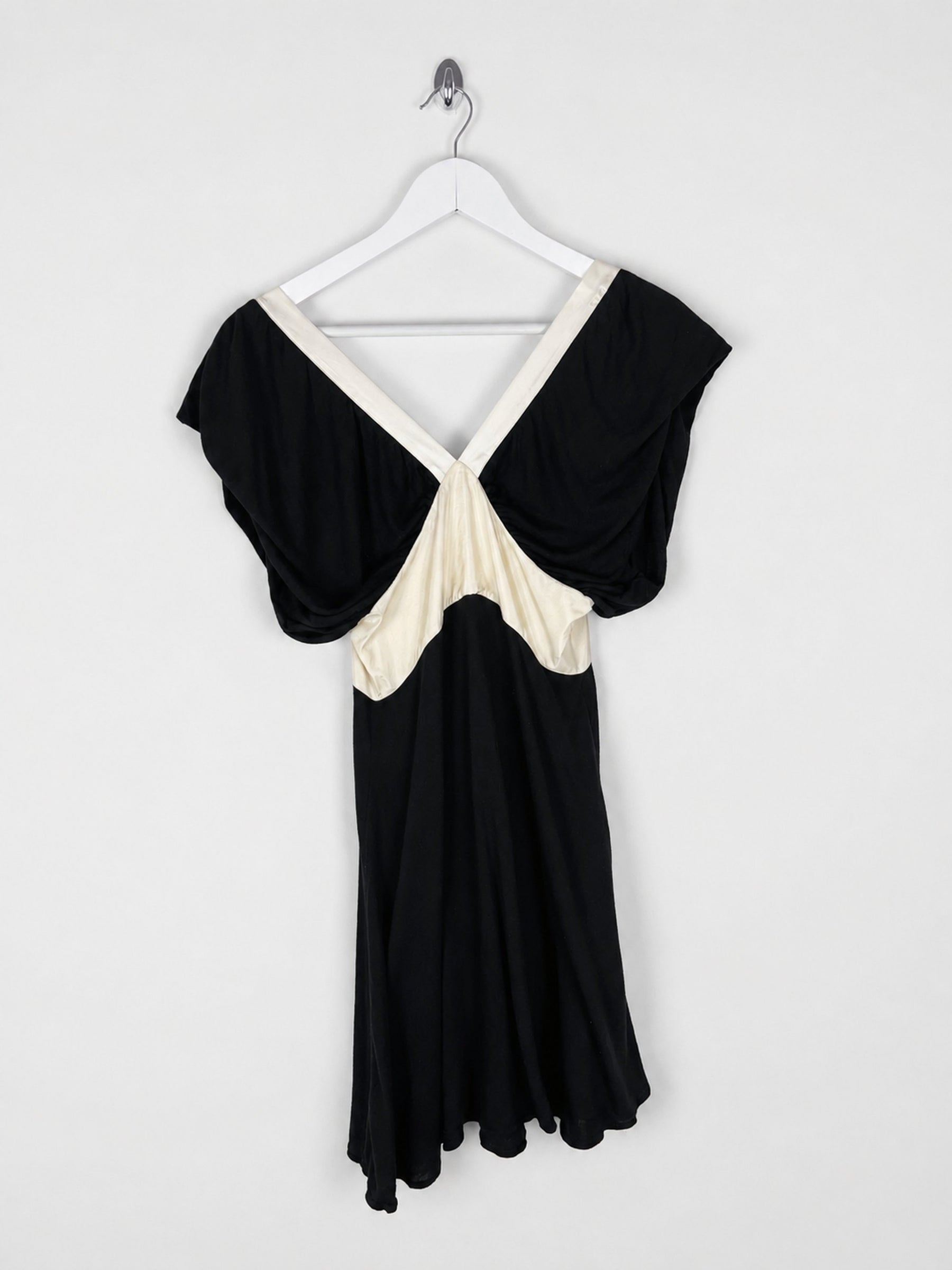2007 AllSaints babydoll dress in Black with Constrasting Ribbon Tie - XS