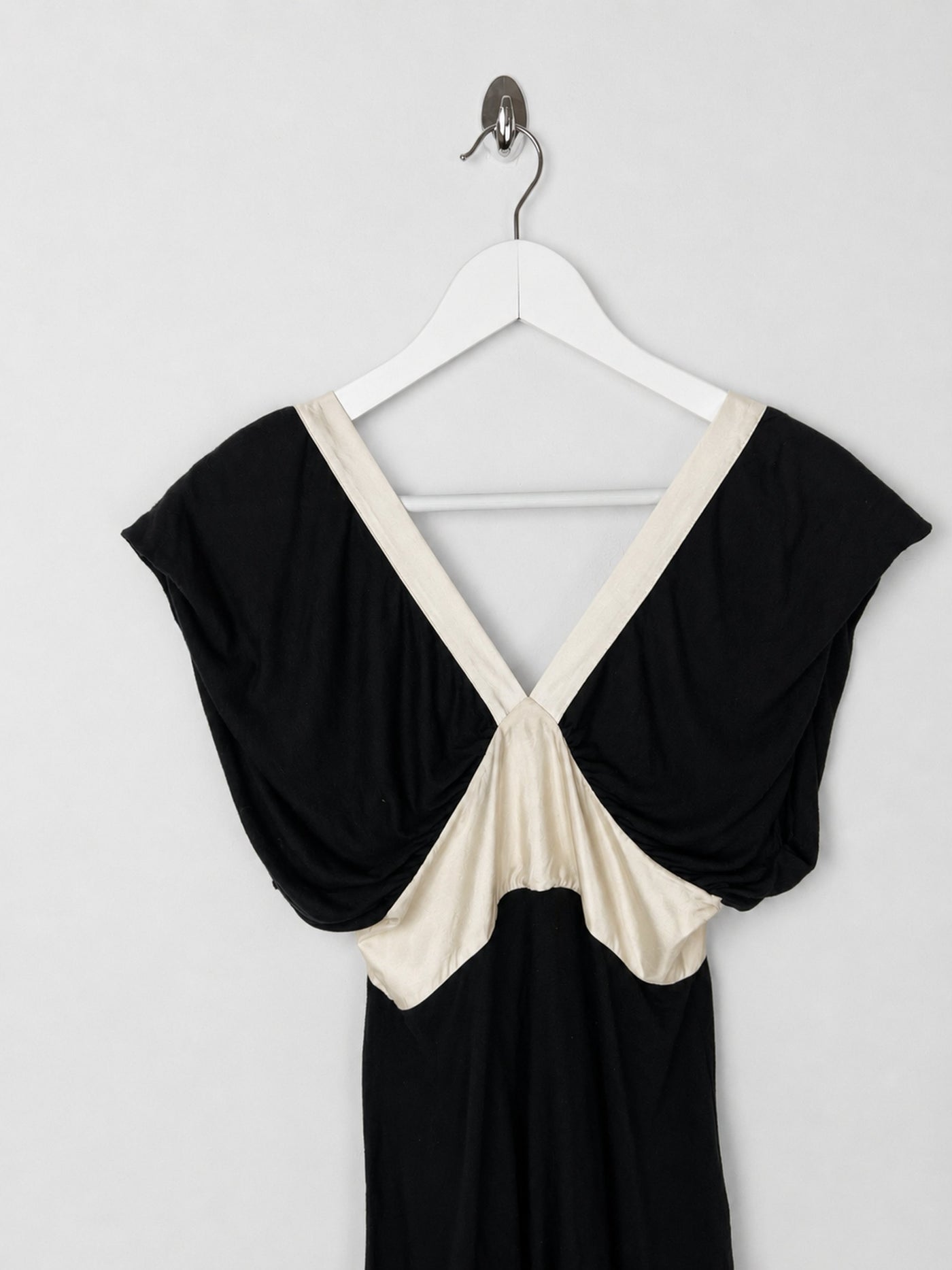2007 AllSaints babydoll dress in Black with Constrasting Ribbon Tie - XS