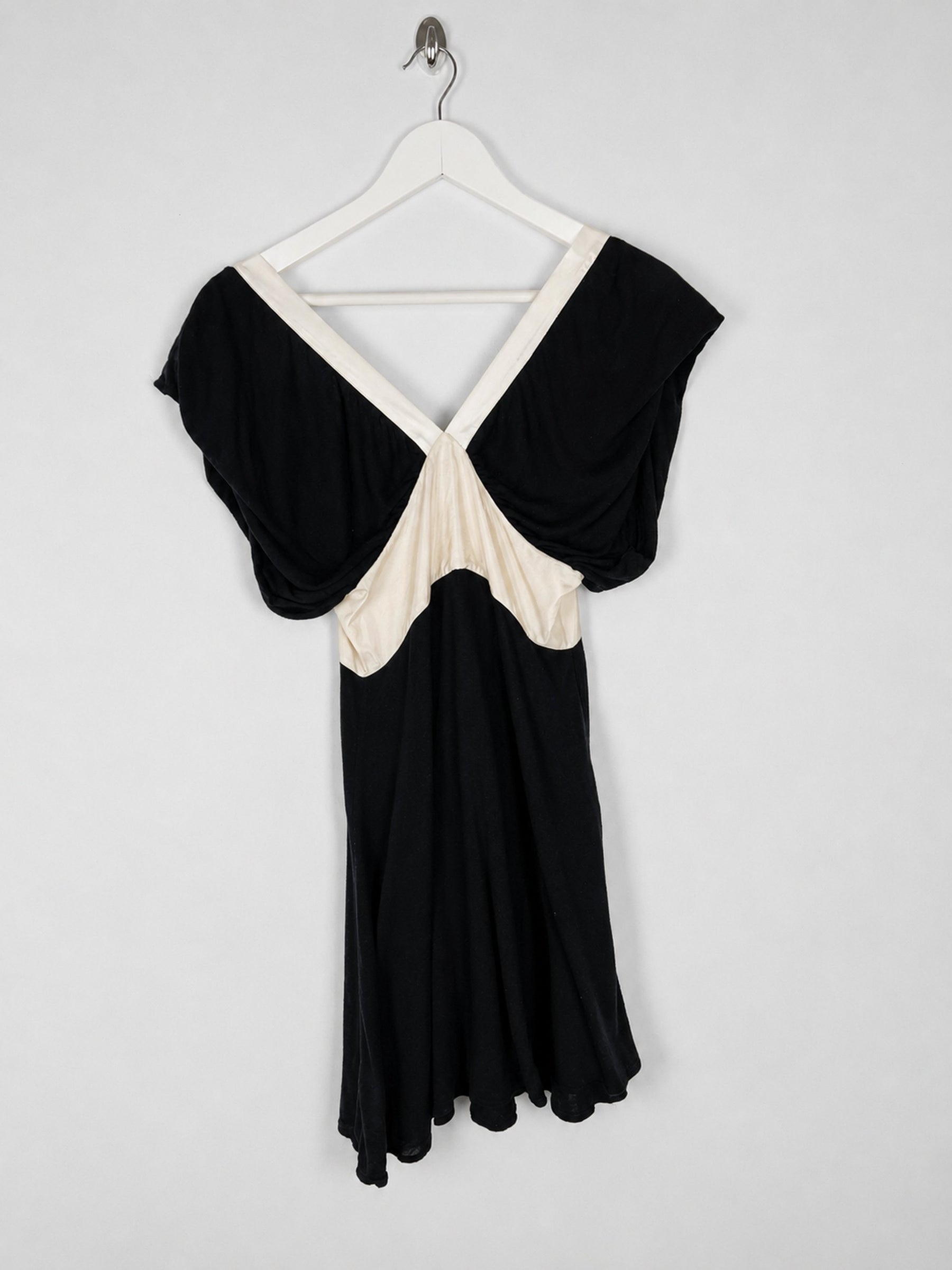 2007 AllSaints babydoll dress in Black with Constrasting Ribbon Tie - XS