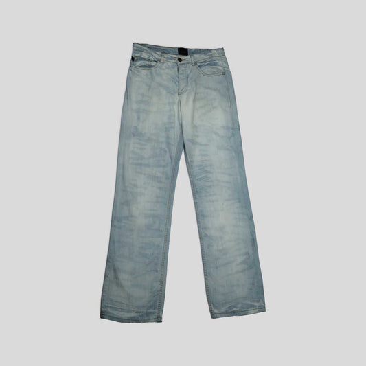 2006 Roberto Cavalli Low Rise Straight Leg Jeans in Acid Wash Denim - W28"
