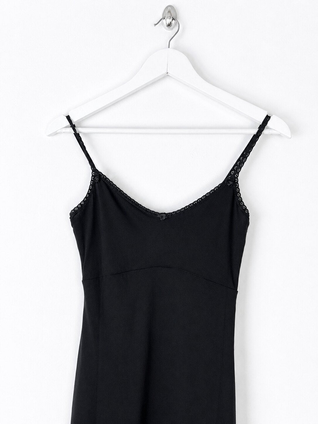 90's Topshop Cami Slip Dress with Mesh Layer in Black - XS