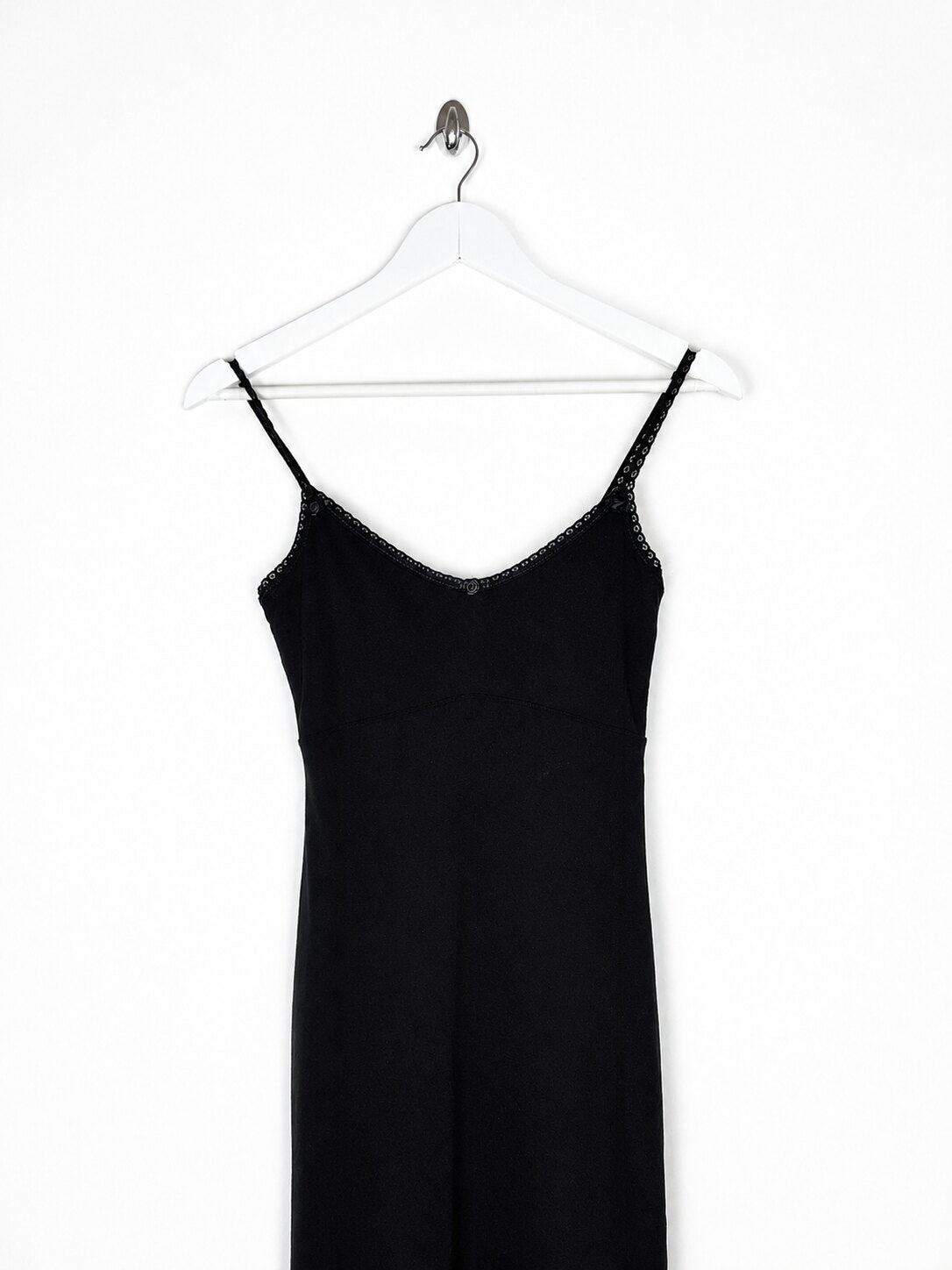 90's Topshop Cami Slip Dress with Mesh Layer in Black - XS
