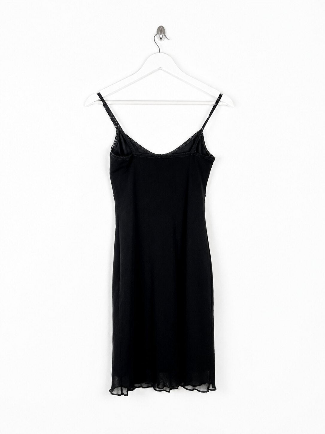 90's Topshop Cami Slip Dress with Mesh Layer in Black - XS