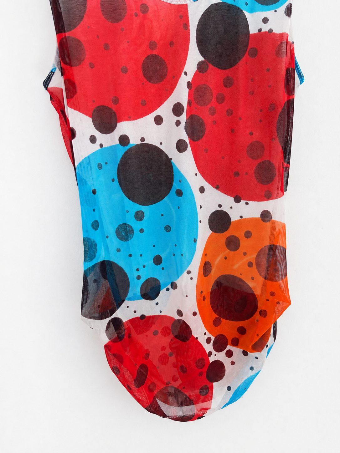 00's Plein Sud Polka Dot Mesh Tank with Ruching - M