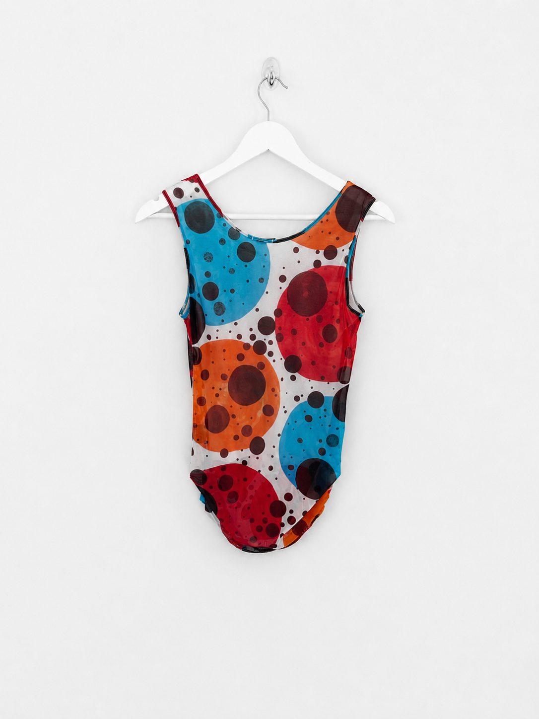 00's Plein Sud Polka Dot Mesh Tank with Ruching - M