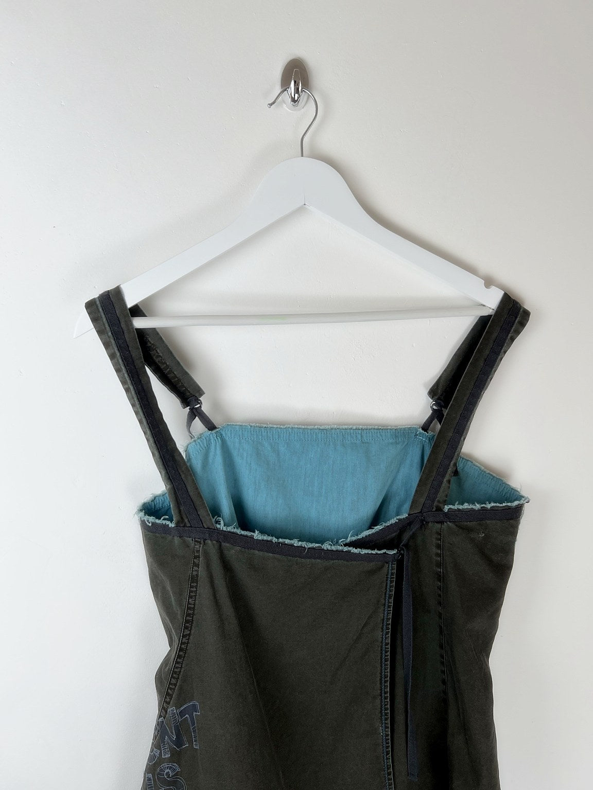 00's Cop Copine Apron Tunic Top in Khaki / Blue - M