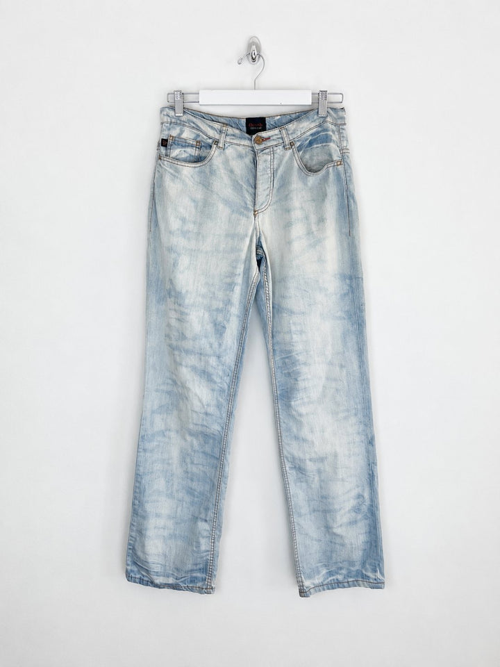 2006 Roberto Cavalli Low Rise Straight Leg Jeans in Acid Wash Denim - W28"