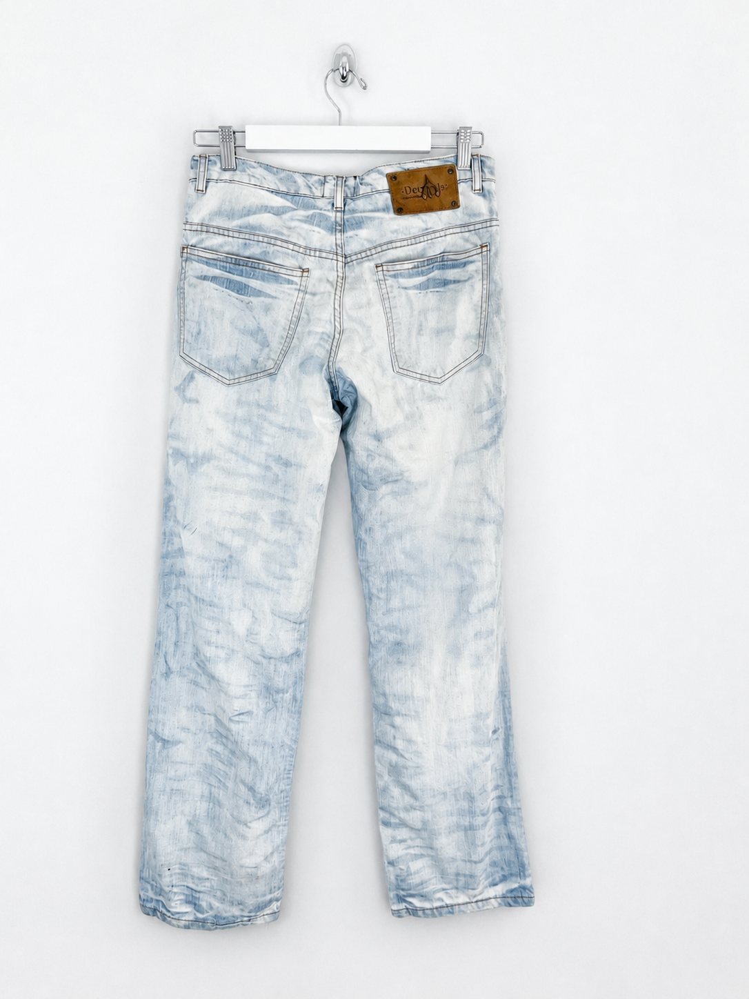 2006 Roberto Cavalli Low Rise Straight Leg Jeans in Acid Wash Denim - W28"