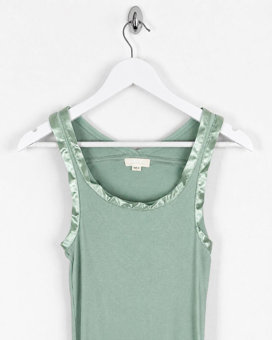00's Deadstock Diesel Tank Top with Ribbon Trim Detail in Aqua - S