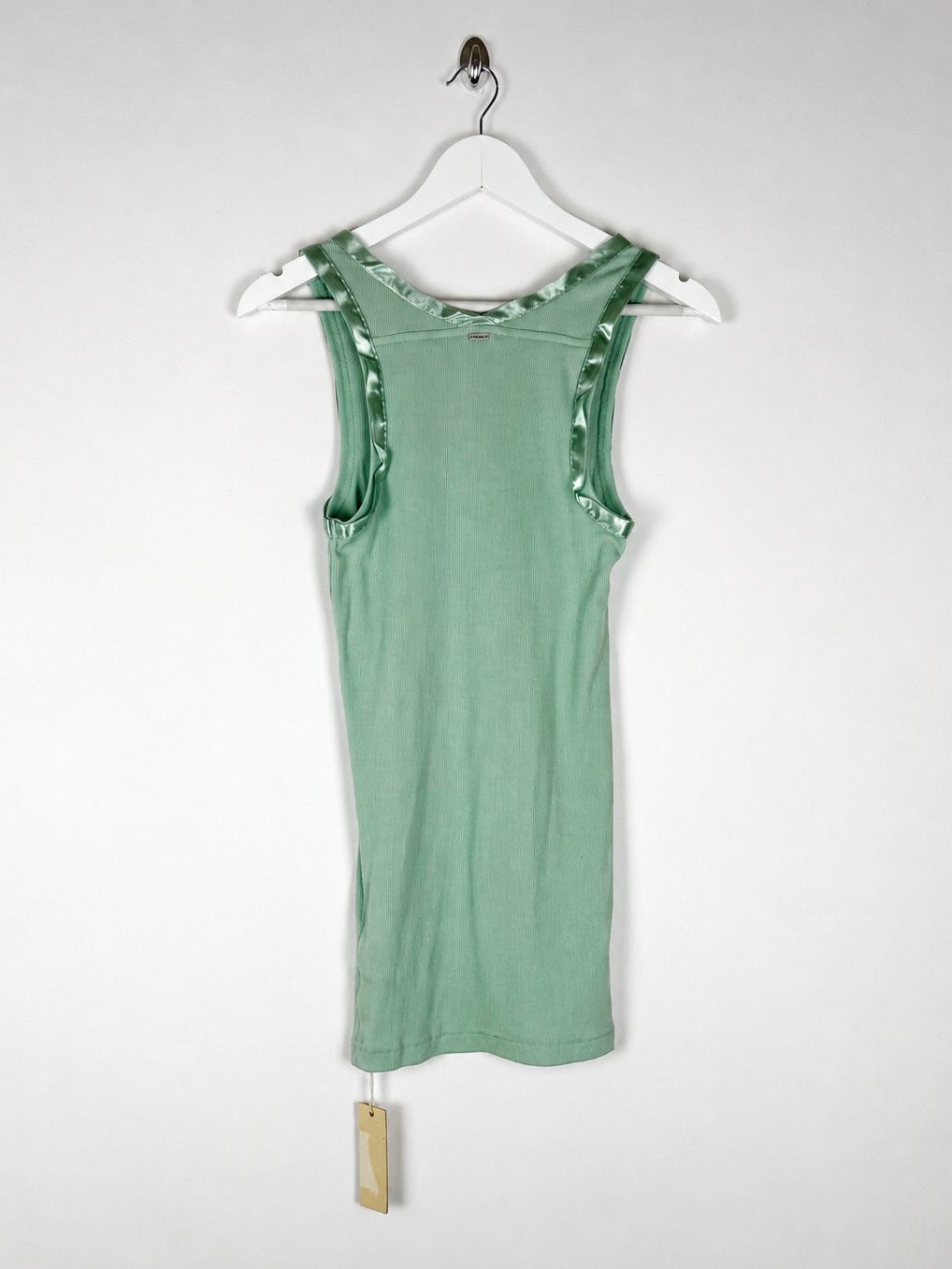 00's Deadstock Diesel Tank Top with Ribbon Trim Detail in Aqua - S