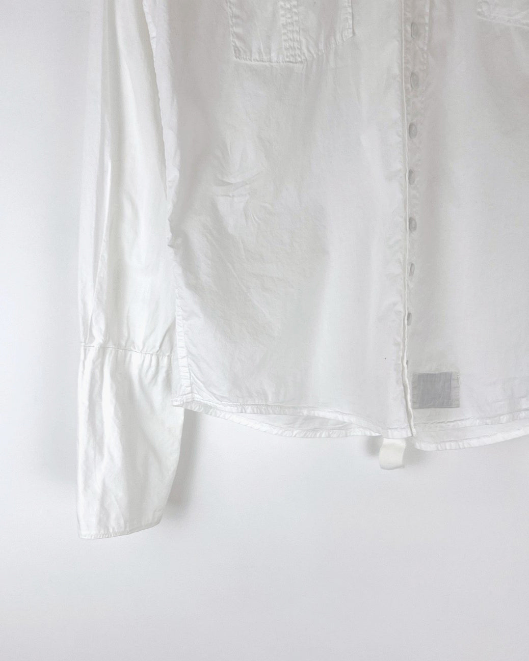 00's Michiko Koshino Shirt Ruched Details with Bell Sleeves in White - M