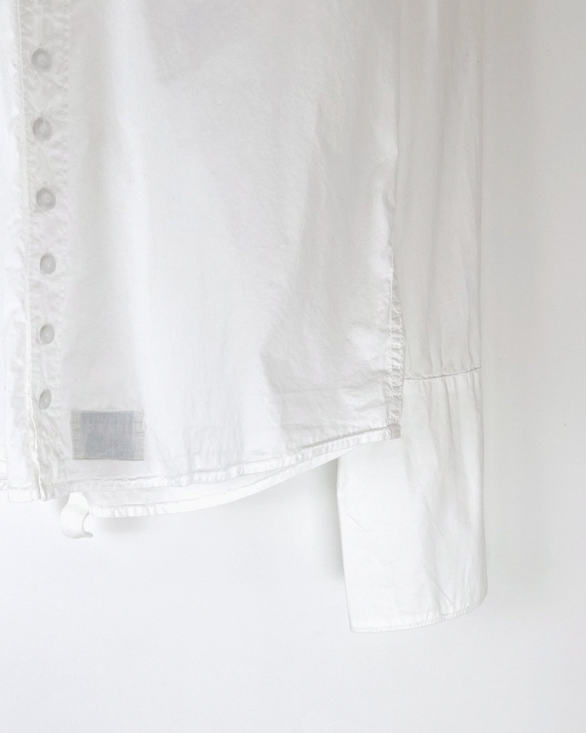 00's Michiko Koshino Shirt Ruched Details with Bell Sleeves in White - M