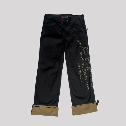 00's Cop Copine Printed Trousers with Wrap Skirt in Black & Camel - S