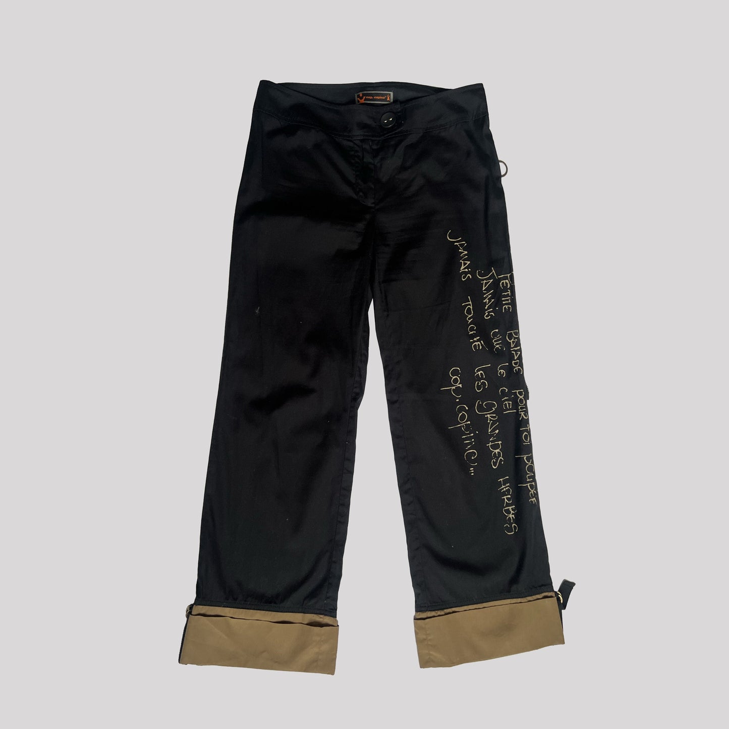 00's Cop Copine Printed Trousers with Wrap Skirt in Black & Camel - S