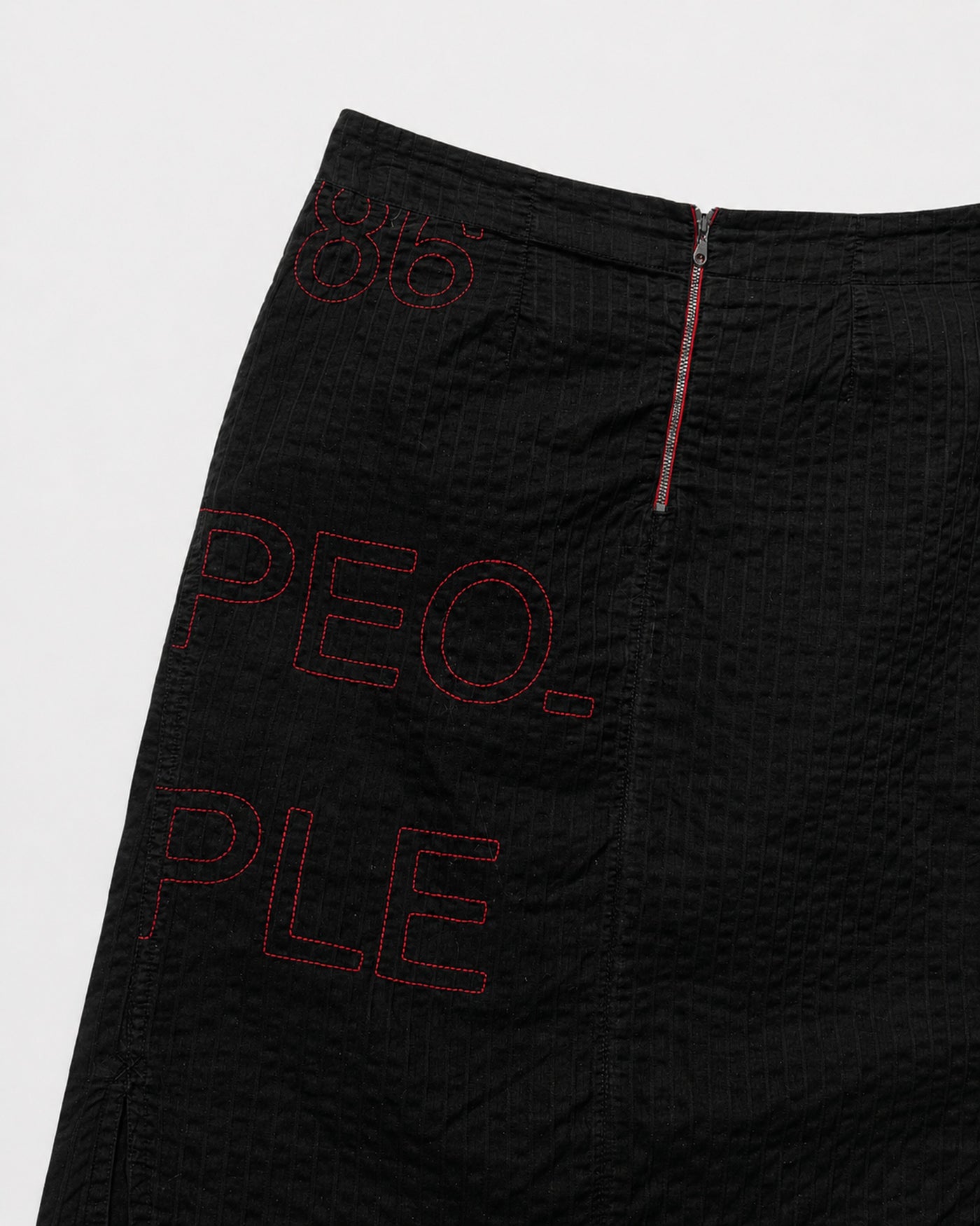 00's Cop Copine Pencil Skirt with Red Embroidered Detailing in Black - W31