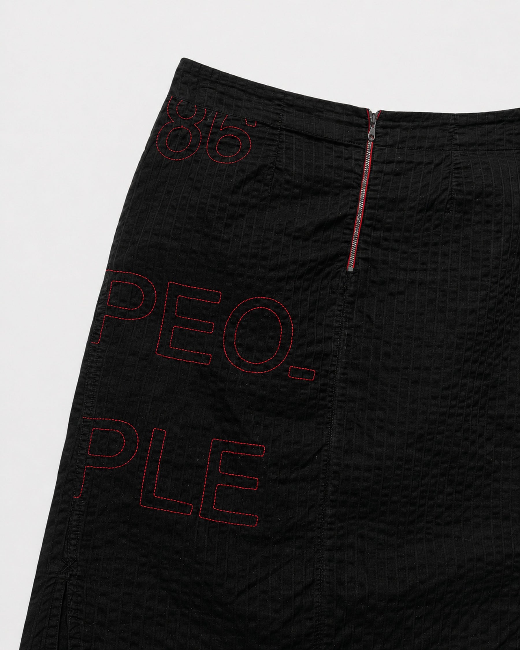 00's Cop Copine Pencil Skirt with Red Embroidered Detailing in Black - W31