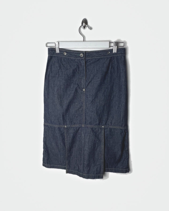 00's GAS Denim Midi Skirt with Front Pleat - W27
