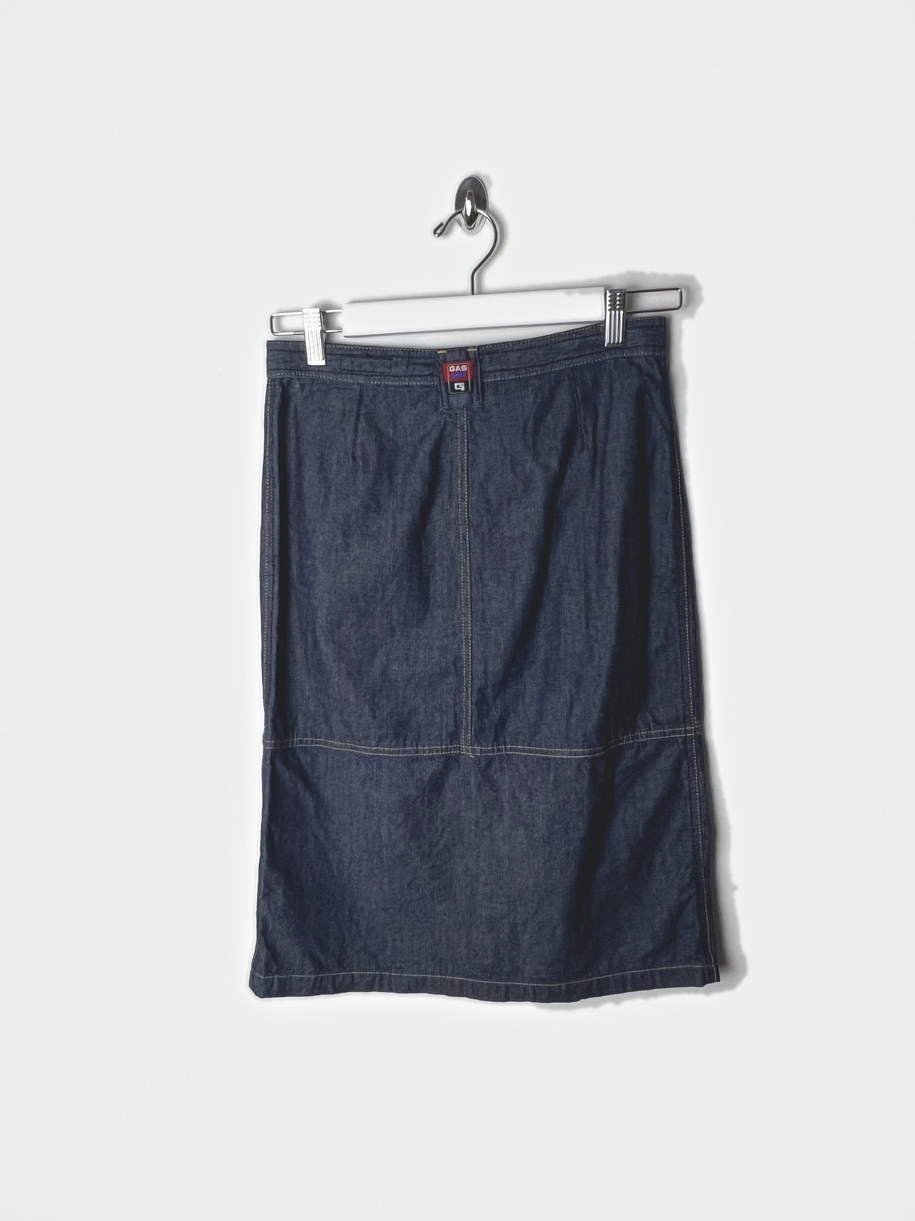 00's GAS Denim Midi Skirt with Front Pleat - W27