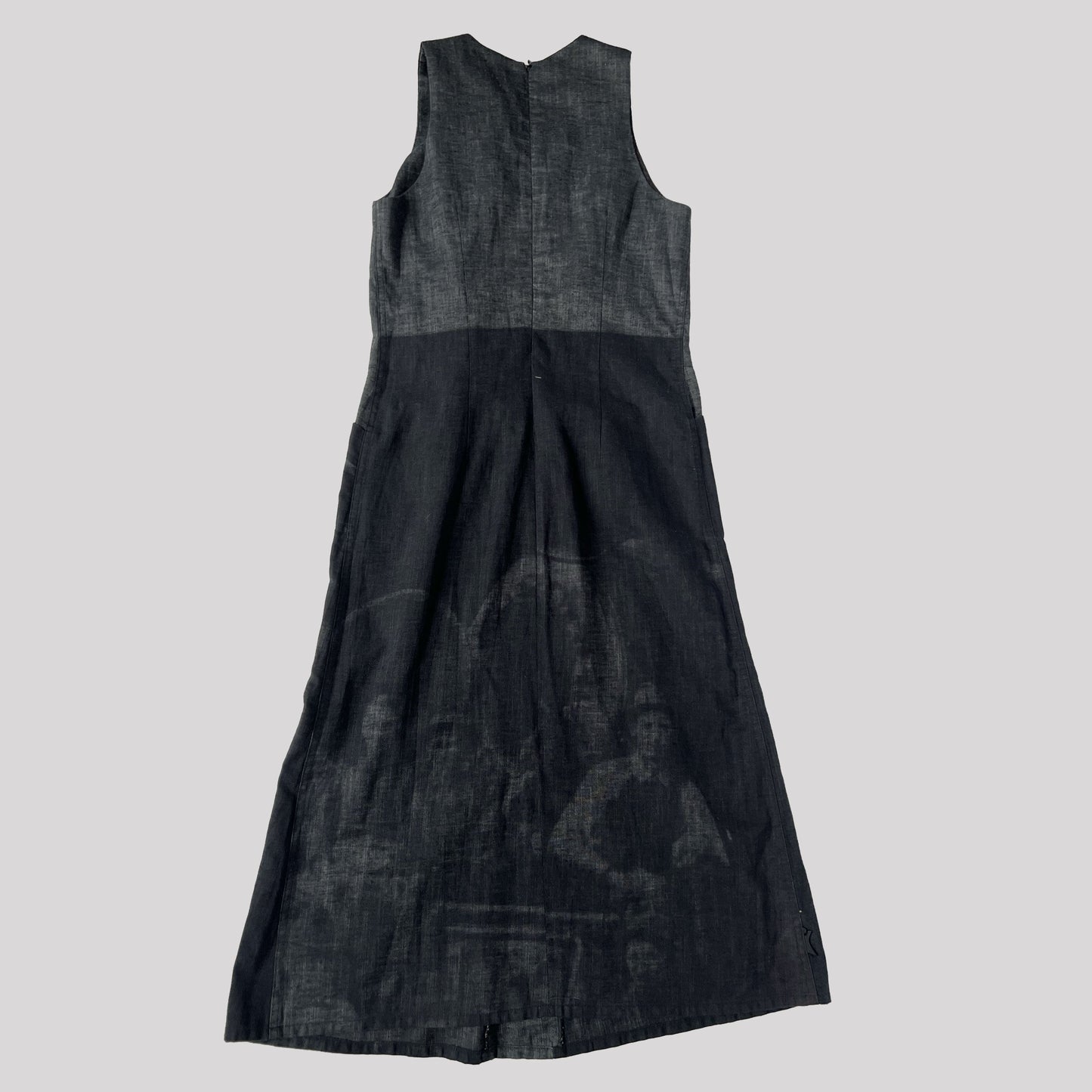 Vintage Cop Copine Denim & Linen Dress with Photo Print - M