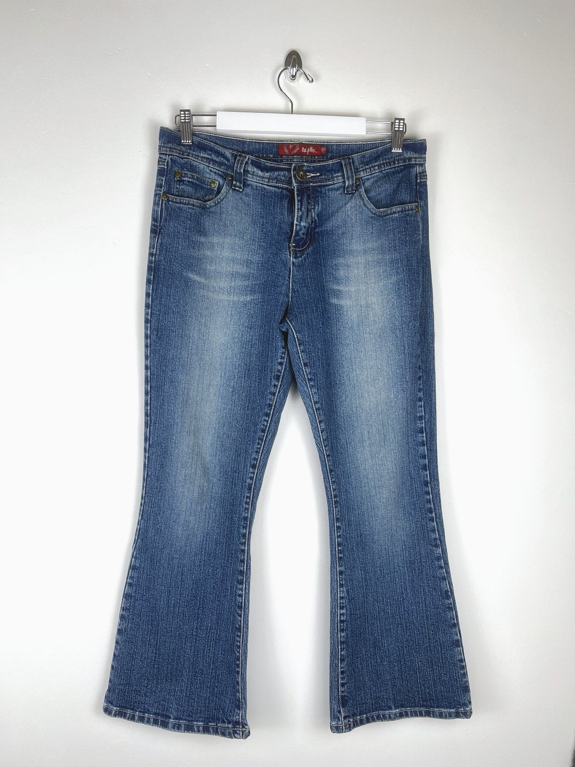 00's Hoi Polloi Low Rise Boot Cut Jeans in Mid Wash Blue Denim - W32