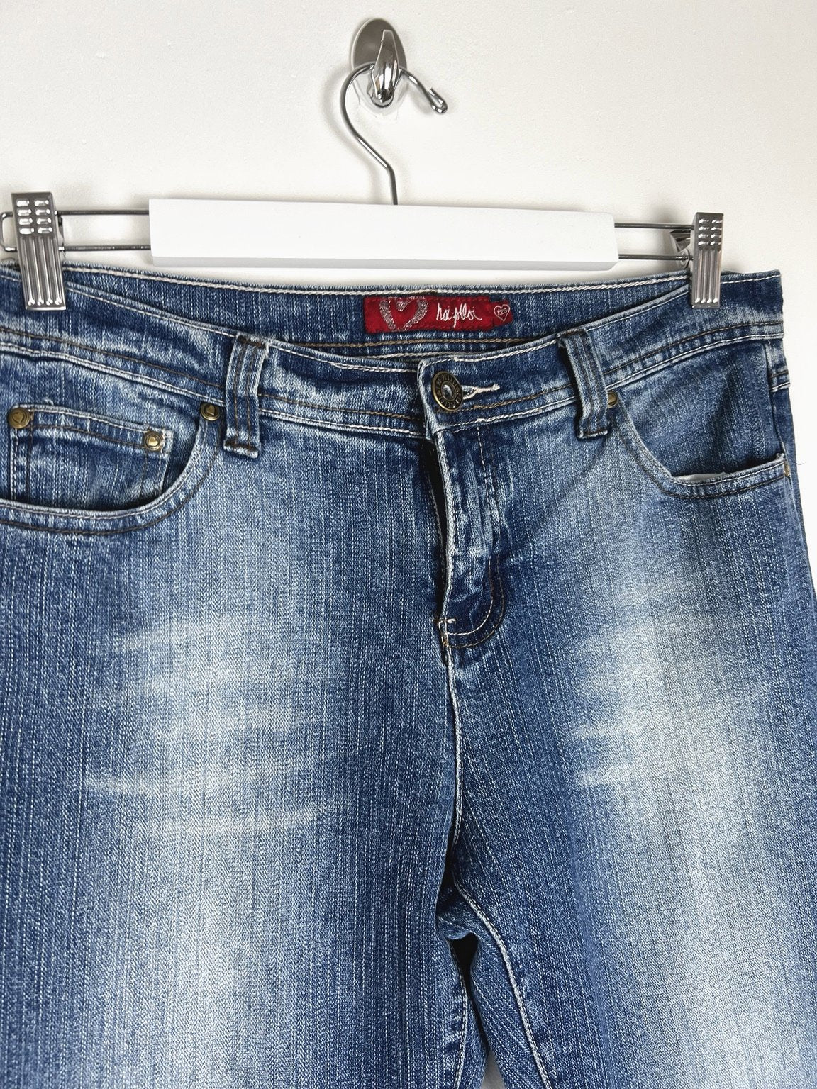 00's Hoi Polloi Low Rise Boot Cut Jeans in Mid Wash Blue Denim - W32