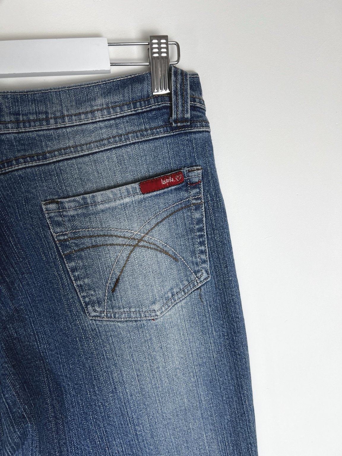 00's Hoi Polloi Low Rise Boot Cut Jeans in Mid Wash Blue Denim - W32