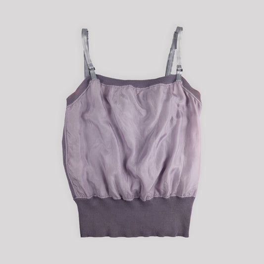 00's Prada Sport Silk Cami Top with Knit Waistband in Lilac - S/M