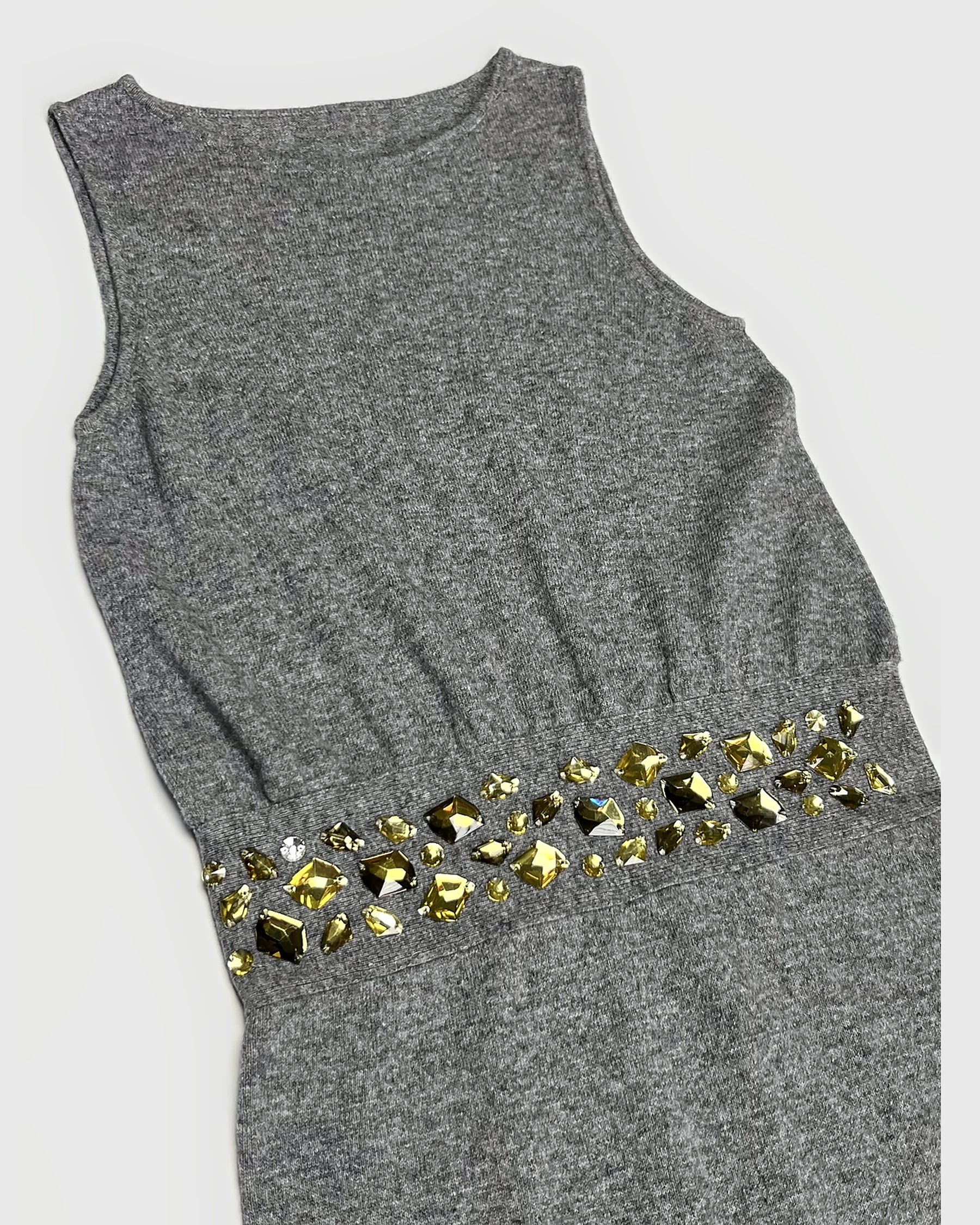 Blumarine knit mini dress with cinched crystal waistline - S