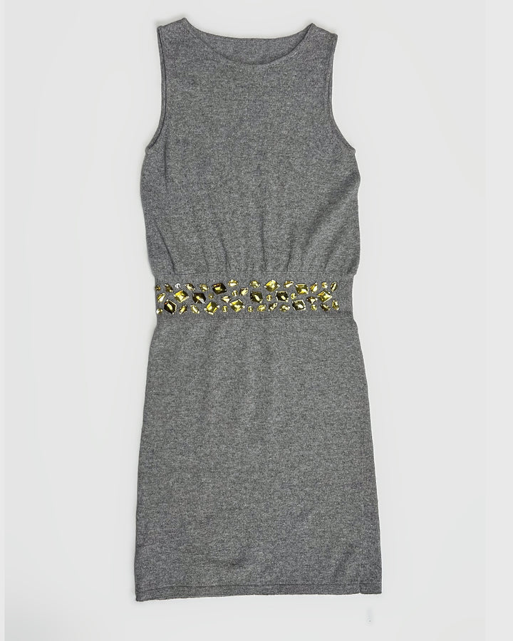 Blumarine knit mini dress with cinched crystal waistline - S