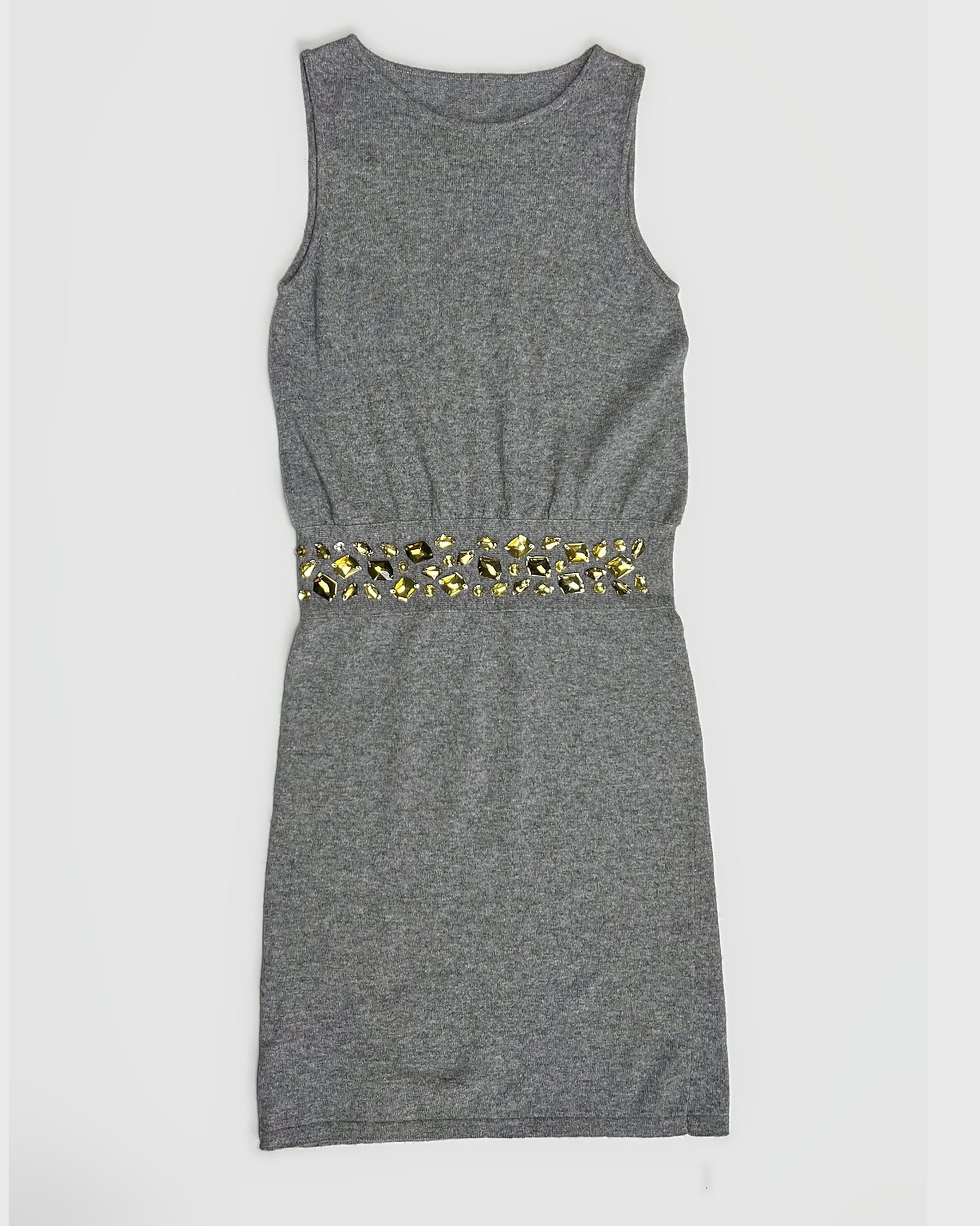 Blumarine knit mini dress with cinched crystal waistline - S