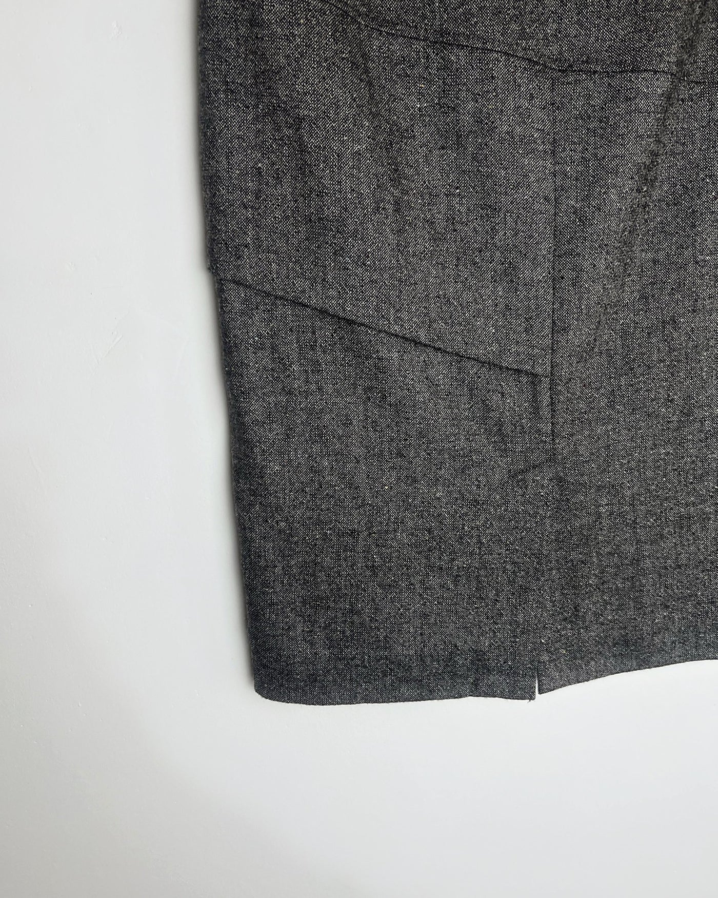 00's Wool Pencil Skirt with Pleat Detail in Grey - S