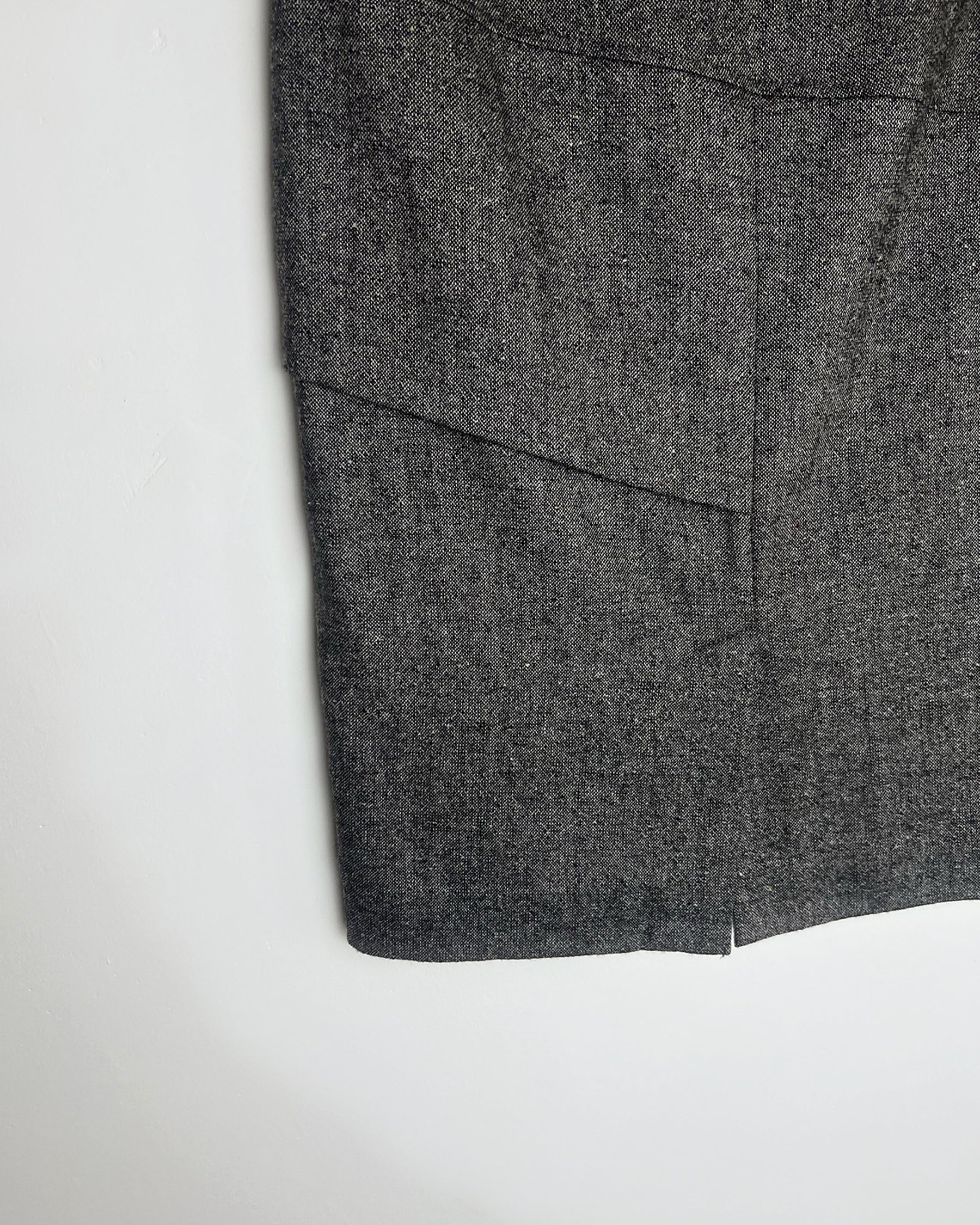 00's Wool Pencil Skirt with Pleat Detail in Grey - S