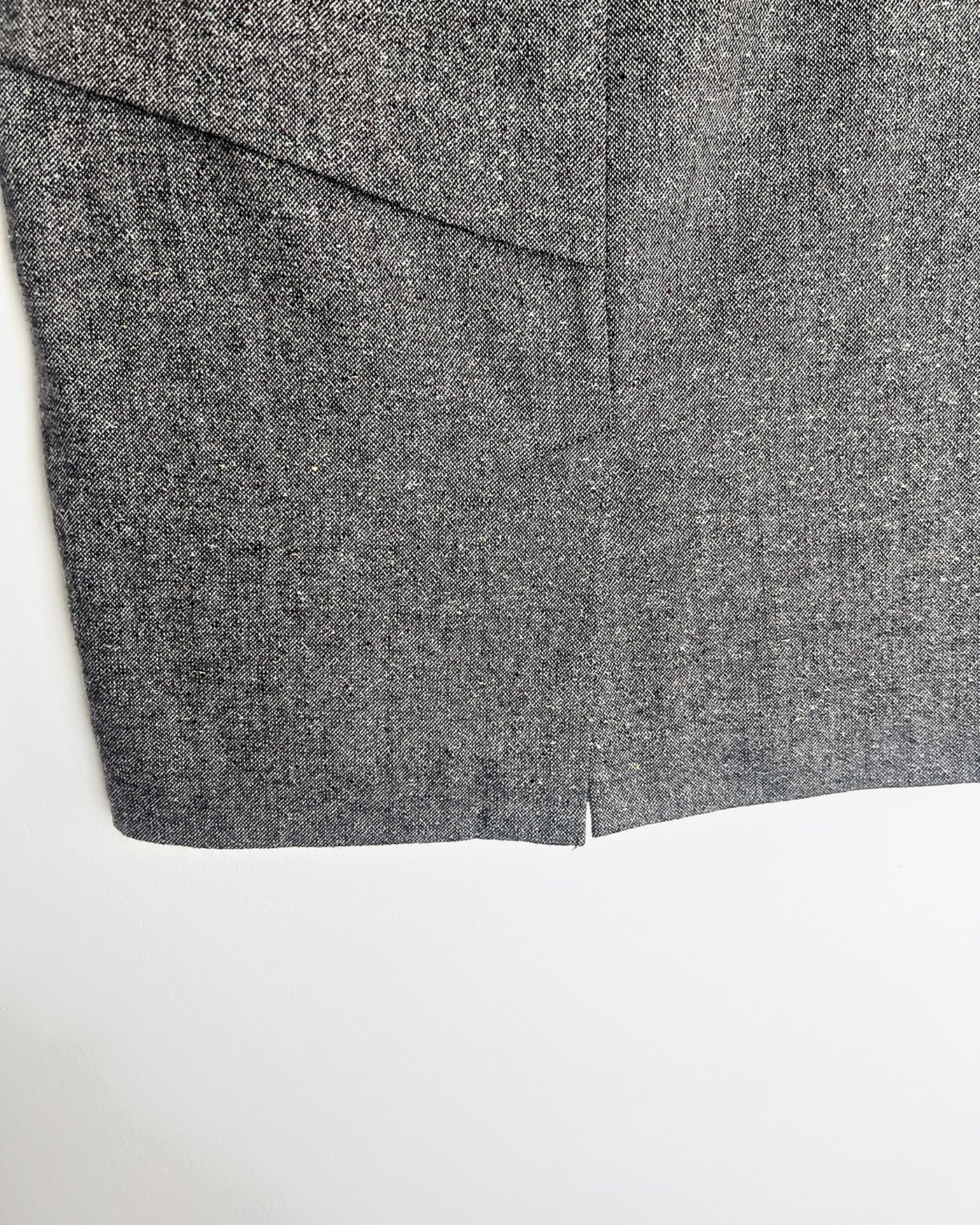 00's Wool Pencil Skirt with Pleat Detail in Grey - S